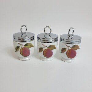 (3) Royal Worcester EGG CODDLERS Porcelain Plum Peach Currant Berries England